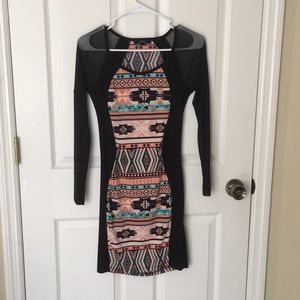 Black/multi color design dress